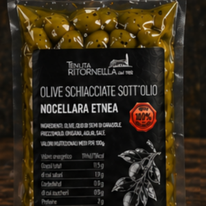 Olive schiacciate sott'olio - varietà Nocellara dell' Etna